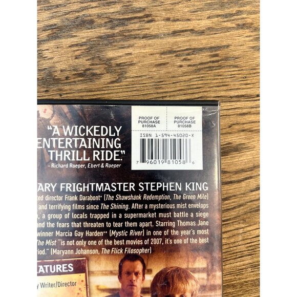 The Mist DVD 2007 Stephen King Horror Thomas Jane Marcia Gay Harden Pre-Owned - Picture 4 of 4